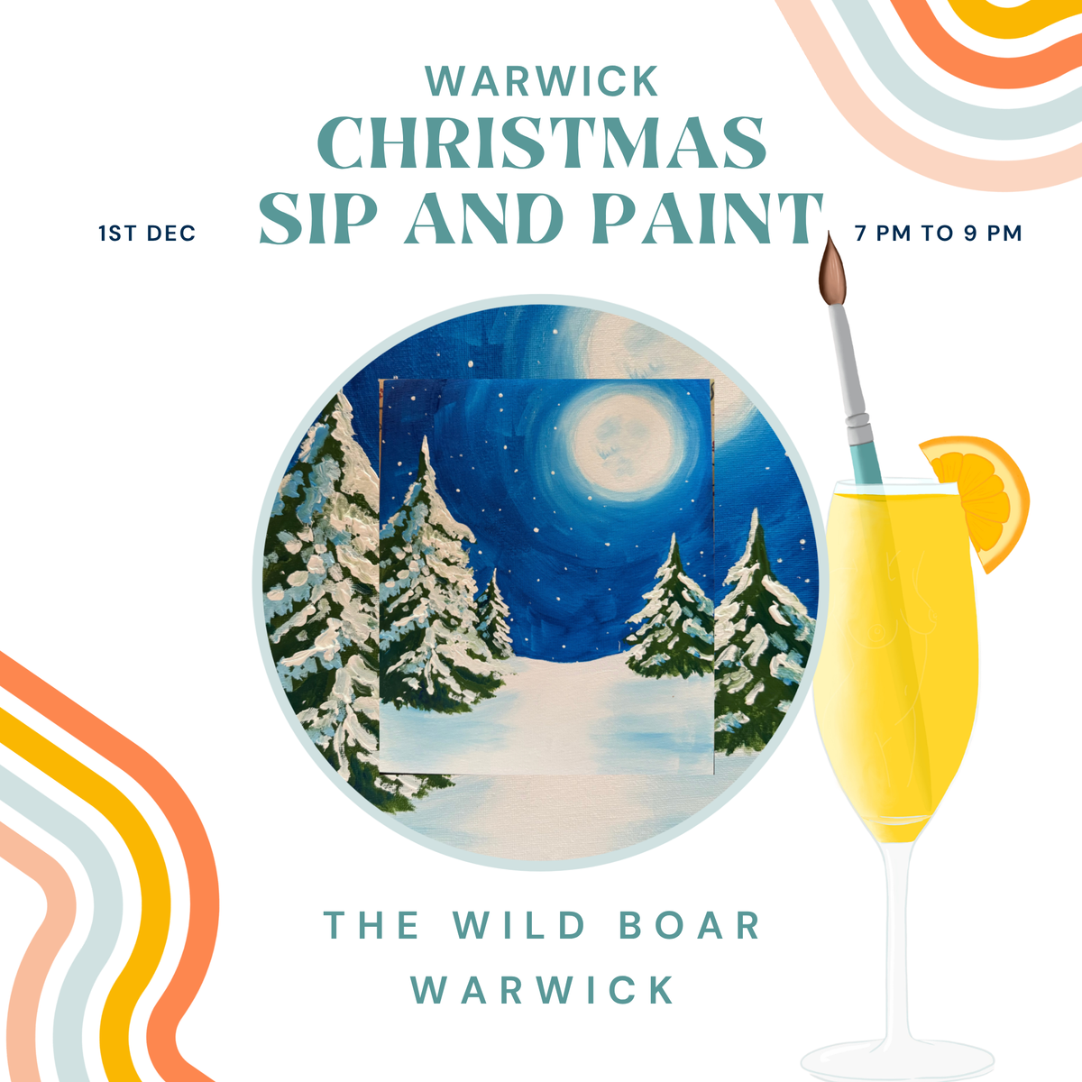 Christmas Sip and Paint Warwick - 1st December 2026